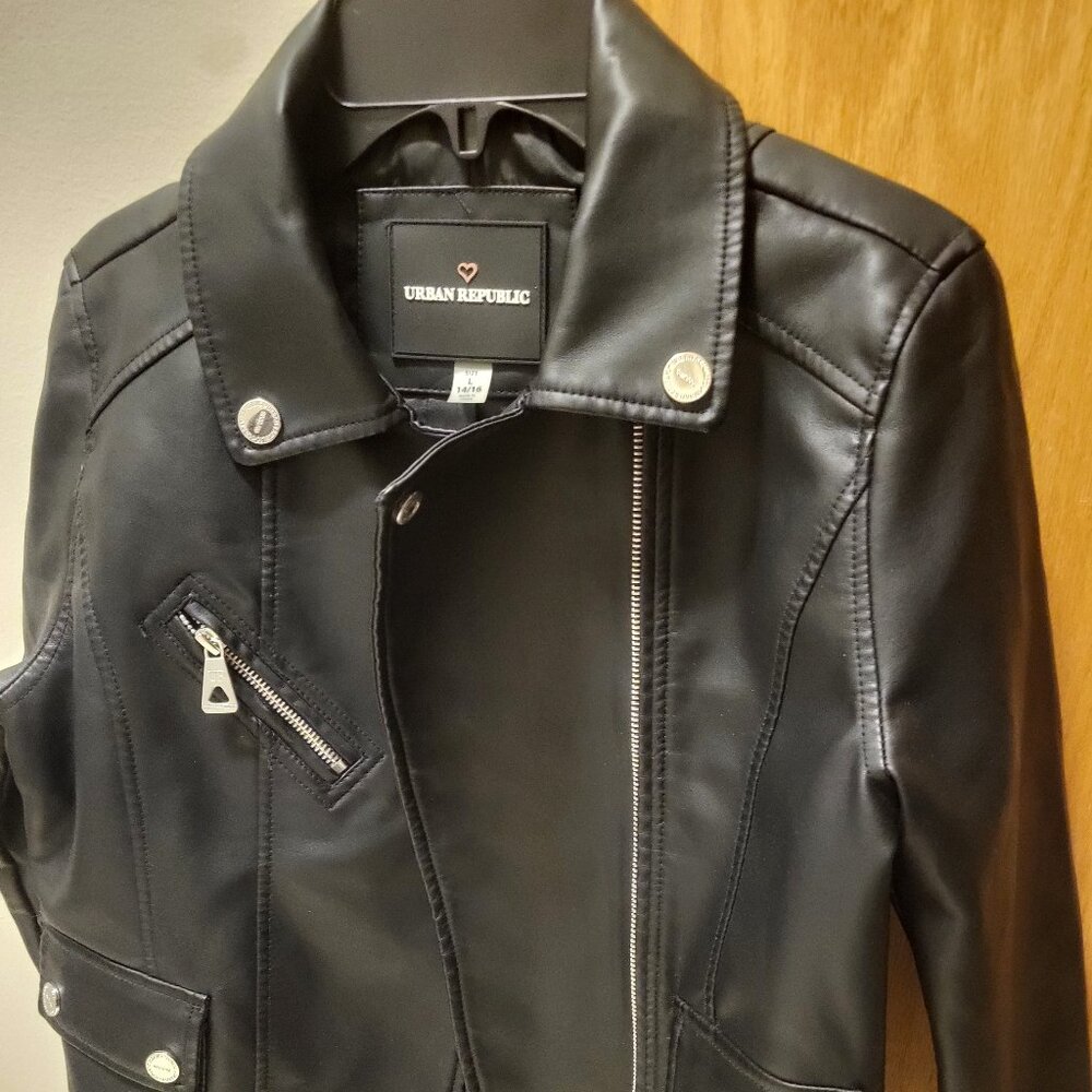 Girls black leather jacket